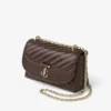 Bolso bandolera Curve pequeño en piel Biker acolchada color chocolate Bolso bandolera Curve pequeño en piel Biker acolchada color chocolate