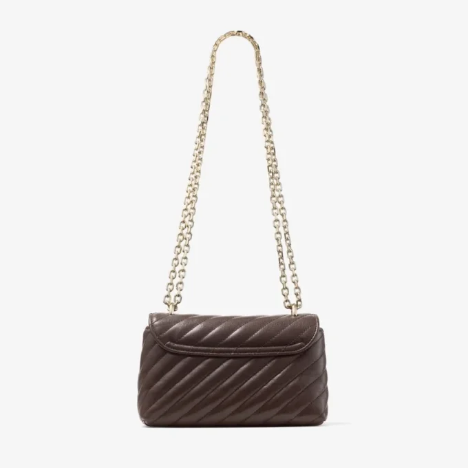 Bolso bandolera Curve pequeño en piel Biker acolchada color chocolate Bolso bandolera Curve pequeño en piel Biker acolchada color chocolate
