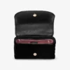 Bolso bandolera Curve pequeño en terciopelo acolchado negro con barra Jc de cristales Bolso bandolera Curve pequeño en terciopelo acolchado negro con barra Jc de cristales