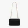 Bolso bandolera Curve pequeño en terciopelo acolchado negro con barra Jc de cristales Bolso bandolera Curve pequeño en terciopelo acolchado negro con barra Jc de cristales