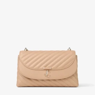 Bolso bandolera mediano Curve en piel Biker acolchada Chai
