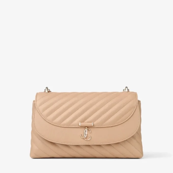 Bolso bandolera mediano Curve en piel Biker acolchada Chai