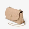 Bolso bandolera mediano Curve en piel Biker acolchada Chai