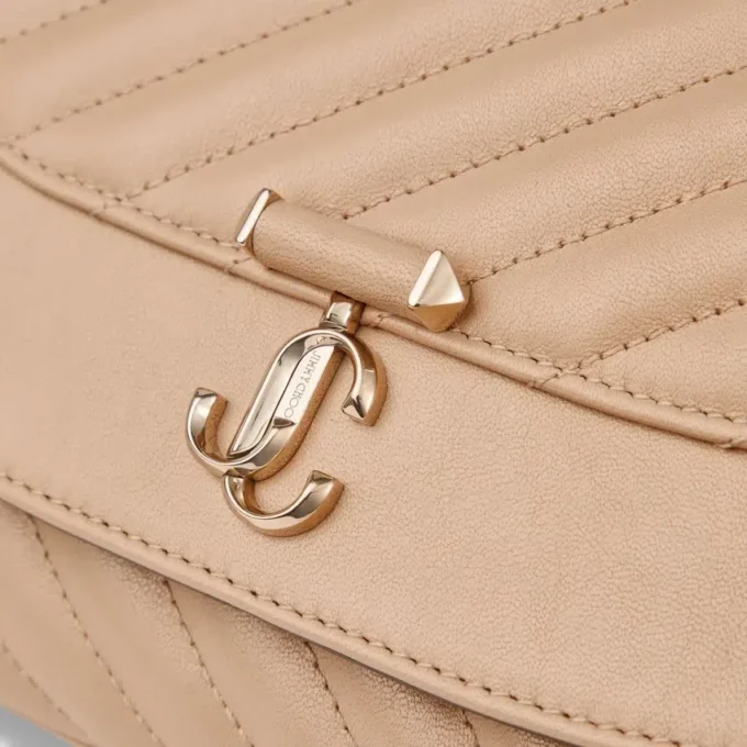 Bolso bandolera mediano Curve en piel Biker acolchada Chai