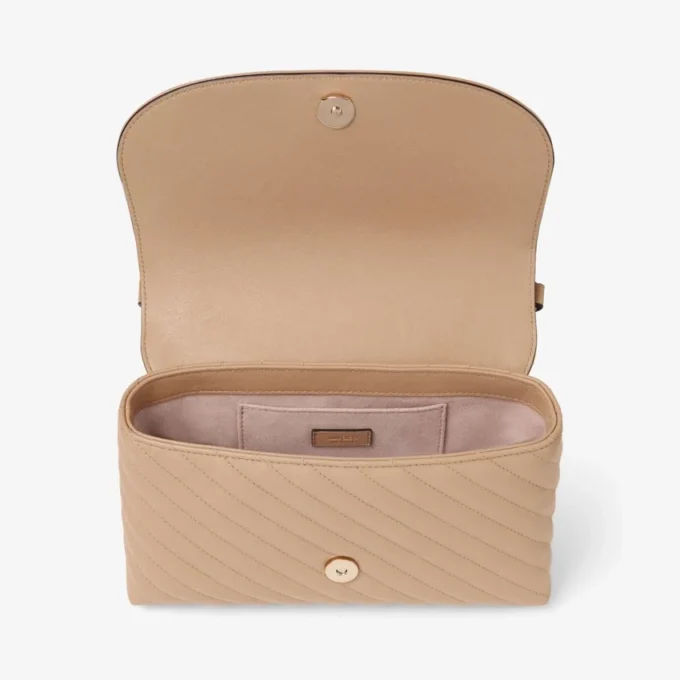 Bolso bandolera mediano Curve en piel Biker acolchada Chai