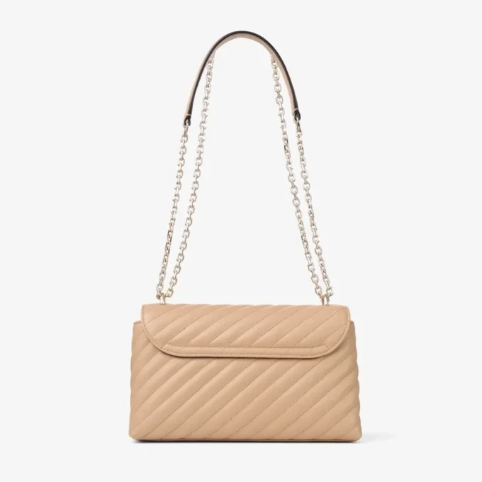 Bolso bandolera mediano Curve en piel Biker acolchada Chai