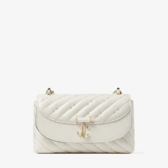 Bolso bandolera pequeño Curve en piel napa acolchada color latte