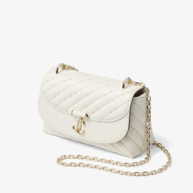Bolso bandolera pequeño Curve en piel napa acolchada color latte Bolso bandolera pequeño Curve en piel napa acolchada color latte