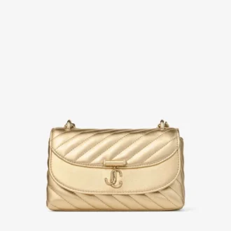 Bolso bandolera pequeño Curve en piel napa metalizada acolchada dorada