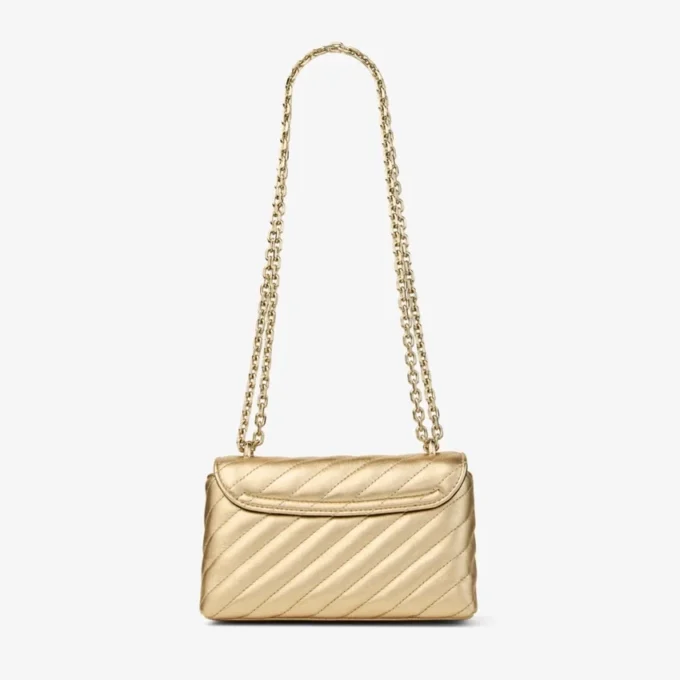 Bolso bandolera pequeño Curve en piel napa metalizada acolchada dorada Bolso bandolera pequeño Curve en piel napa metalizada acolchada dorada