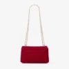 Bolso bandolera pequeño Curve en terciopelo acolchado rojo rubí con barra JC de cristal Bolso bandolera pequeño Curve en terciopelo acolchado rojo rubí con barra JC de cristal
