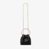 Bolso Bon Bon Biker de piel negra con cierre de perlas Bolso Bon Bon Biker de piel negra con cierre de perlas
