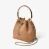 Bolso Bon Bon de ante color toffee con cierre de esfera metálica Bolso Bon Bon de ante color toffee con cierre de esfera metálica