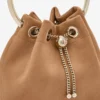 Bolso Bon Bon de ante color toffee con cierre de esfera metálica Bolso Bon Bon de ante color toffee con cierre de esfera metálica
