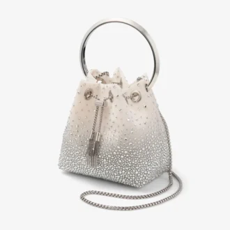 Bolso Bon Bon de malla de cristal blanco