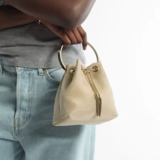 Bolso Bon Bon de malla metalizada color champán