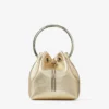 Bolso Bon Bon de napa metalizada dorada con asa metálica Bolso Bon Bon de napa metalizada dorada con asa metálica