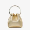 Bolso Bon Bon de napa metalizada dorada con asa metálica Bolso Bon Bon de napa metalizada dorada con asa metálica