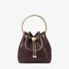 Bolso Bon Bon de piel Biker en color merlot intenso con cierre de perla