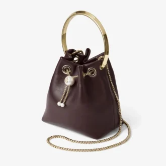 Bolso Bon Bon de piel Biker en color merlot intenso con cierre de perla