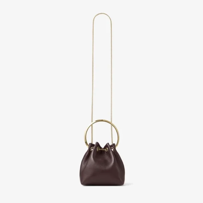 Bolso Bon Bon de piel Biker en color merlot intenso con cierre de perla