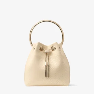 Bolso Bon Bon de piel con estampado Elaphe en color amarillo mantequilla