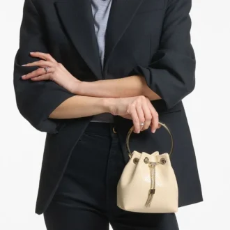 Bolso Bon Bon de piel con estampado Elaphe en color amarillo mantequilla
