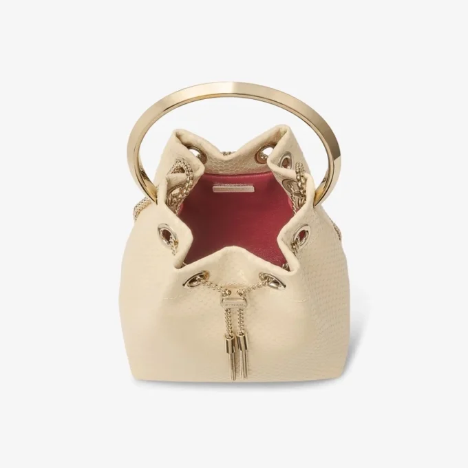 Bolso Bon Bon de piel con estampado Elaphe en color amarillo mantequilla Bolso Bon Bon de piel con estampado Elaphe en color amarillo mantequilla