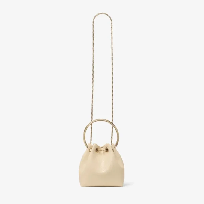 Bolso Bon Bon de piel con estampado Elaphe en color amarillo mantequilla Bolso Bon Bon de piel con estampado Elaphe en color amarillo mantequilla
