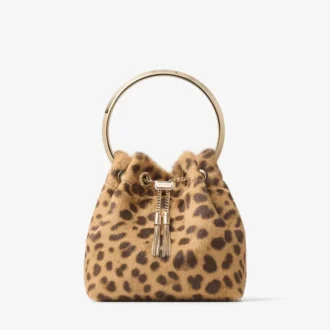 Bolso Bon Bon de potro con estampado de leopardo natural