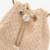 Bolso Bon Bon de rafia natural con cierre de perlas Bolso Bon Bon de rafia natural con cierre de perlas
