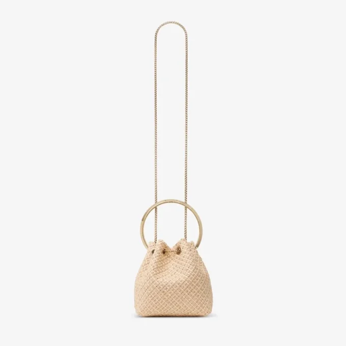 Bolso Bon Bon de rafia natural con cierre de perlas Bolso Bon Bon de rafia natural con cierre de perlas