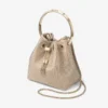 Bolso Bon Bon de satén dorado claro y malla de cristal ilusión