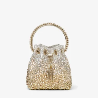 Bolso Bon Bon de satén dorado con cristales