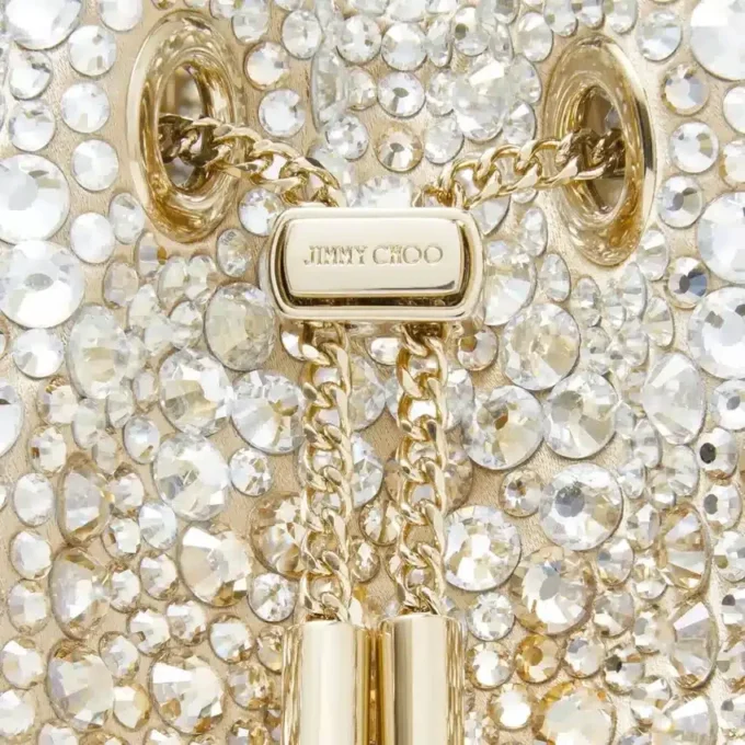 Bolso Bon Bon de satén dorado con cristales Bolso Bon Bon de satén dorado con cristales