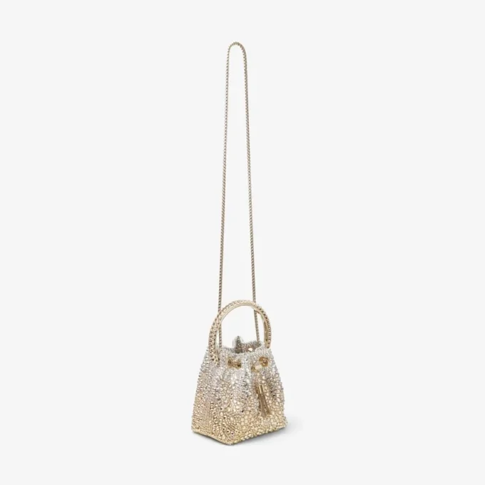 Bolso Bon Bon de satén dorado con cristales Bolso Bon Bon de satén dorado con cristales