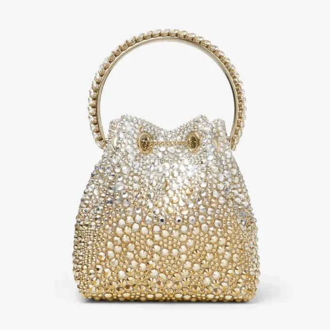 Bolso Bon Bon de satén dorado con cristales Bolso Bon Bon de satén dorado con cristales