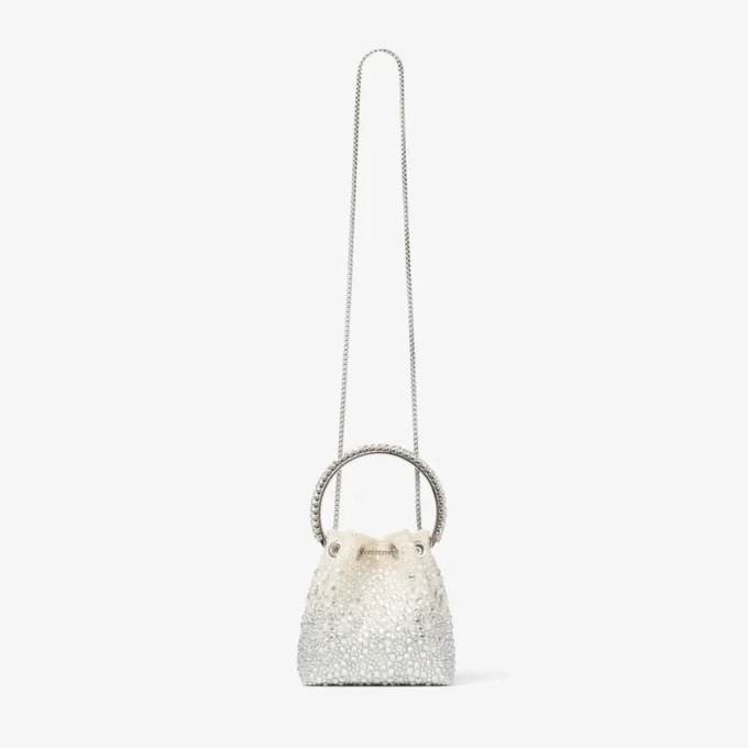 Bolso Bon Bon de satén marfil con cristales Bolso Bon Bon de satén marfil con cristales