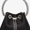 Bolso Bon Bon de satén negro con asa de cristal Bolso Bon Bon de satén negro con asa de cristal