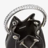 Bolso Bon Bon de satén negro con asa de cristal Bolso Bon Bon de satén negro con asa de cristal