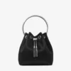 Bolso Bon Bon de satén negro con asa metálica