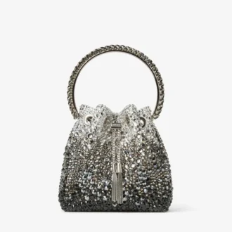 Bolso Bon Bon de satén negro con cristales