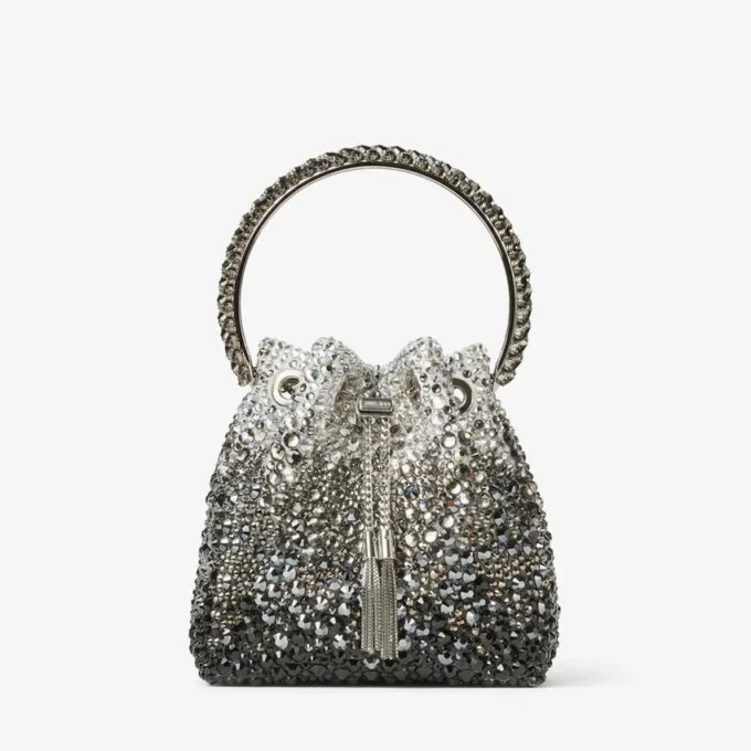 Bolso Bon Bon de satén negro con cristales Bolso Bon Bon de satén negro con cristales