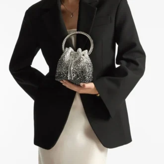 Bolso Bon Bon de satén negro con cristales