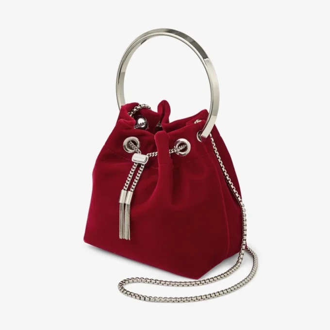 Bolso Bon Bon de terciopelo rojo rubí