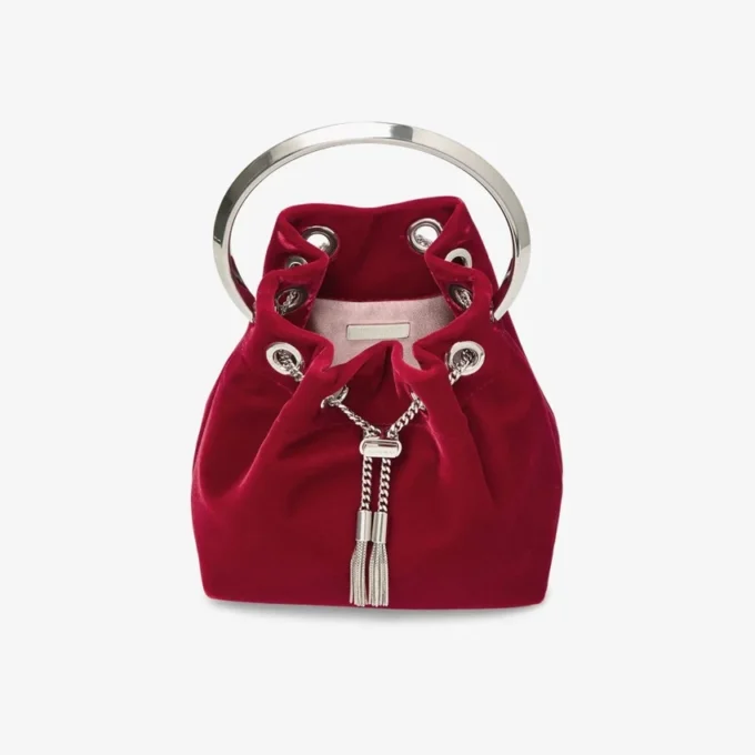 Bolso Bon Bon de terciopelo rojo rubí