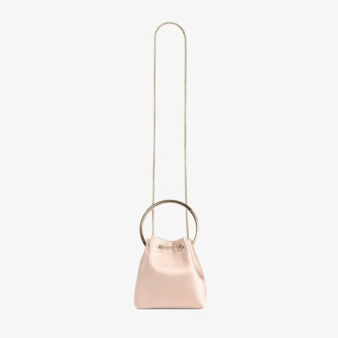 Bolso Bon Bon Macaron de satén con asa metálica Bolso Bon Bon Macaron de satén con asa metálica
