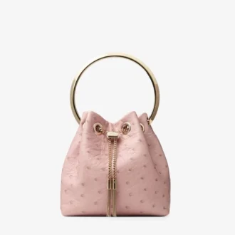 Bolso Bon Bon Rose de piel de avestruz