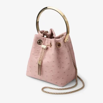 Bolso Bon Bon Rose de piel de avestruz