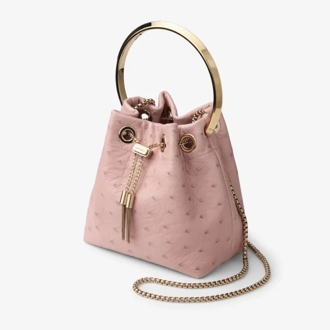 Bolso Bon Bon Rose de piel de avestruz Bolso Bon Bon Rose de piel de avestruz